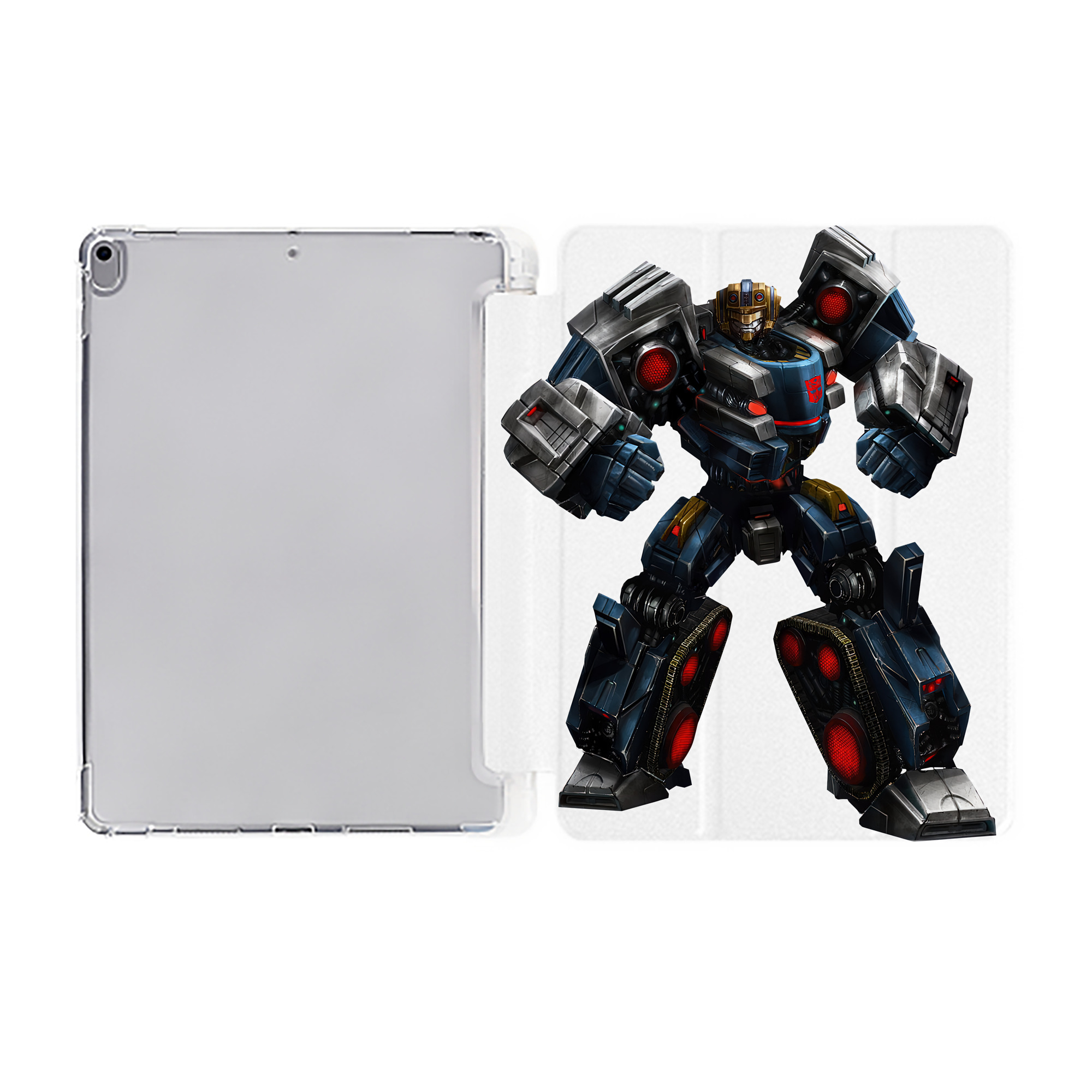 （画像用） Transformers トランスフォーマー IPad ケース ペン収納付き 三つ折りスタンド PUレザー×シリコン 対応機種9.5/10.5/10.9インチ